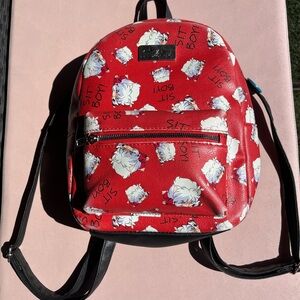 InuYasha "Sit Boy" Mini Backpack Bioworld Japanese Anime Zip Close Red & White